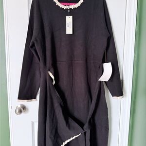 Never Fully Dressed Black Dress with Cream Trim